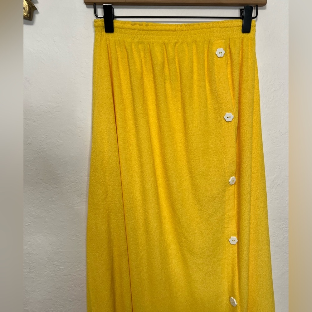 Vintage Rutledge Yellow Button Front Maxi Towel Dress Skirt Coverup - Picture 5 of 11